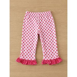 Chabre Girls Polka Dot Ruffle Pants 2T Pink EUC
